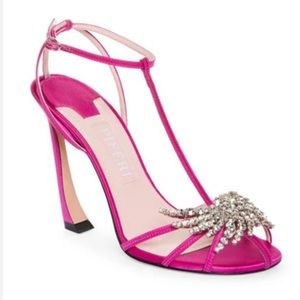 Piferi Maggio Crystal Satin T-Strap Sandals